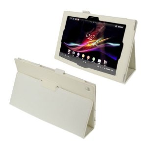 CUSTODIA BOOK PELLE per SONY XPERIA TABLET Z 10.1" POLLICI CON STAND E PORTA PENNA COLORE BIANCO