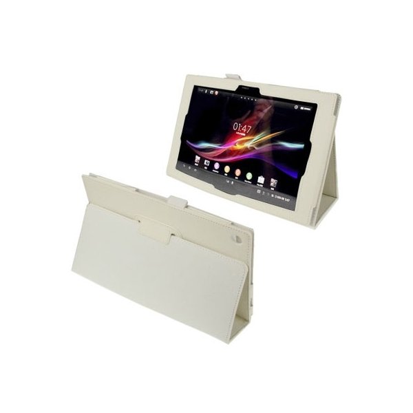 CUSTODIA BOOK PELLE per SONY XPERIA TABLET Z 10.1" POLLICI CON STAND E PORTA PENNA COLORE BIANCO