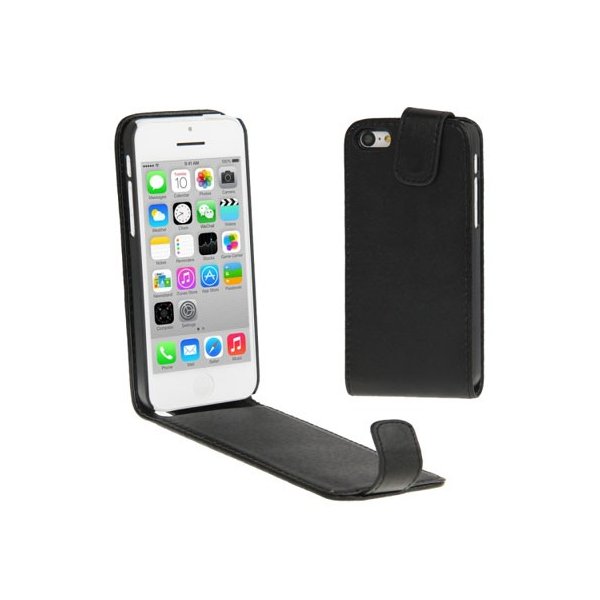 CUSTODIA FLIP VERTICALE PELLE per APPLE IPHONE 5c COLORE NERO