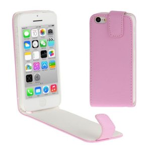 CUSTODIA FLIP VERTICALE PELLE per APPLE IPHONE 5c COLORE ROSA