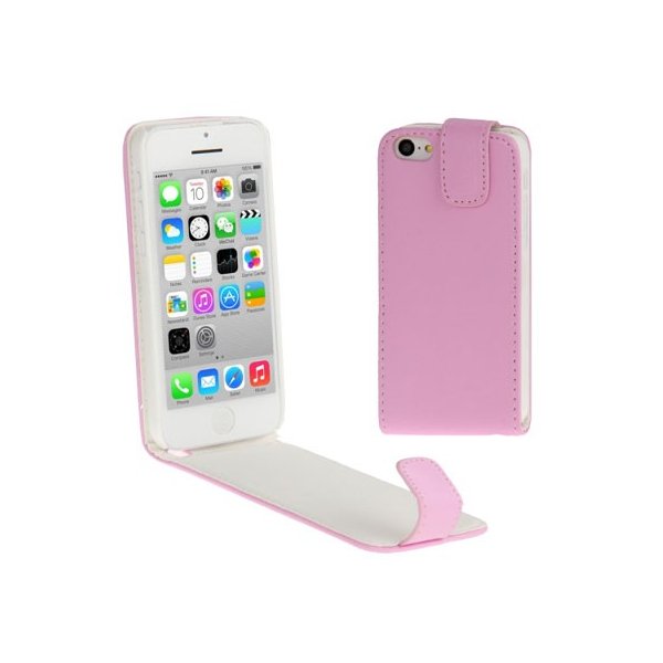 CUSTODIA FLIP VERTICALE PELLE per APPLE IPHONE 5c COLORE ROSA