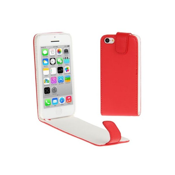 CUSTODIA FLIP VERTICALE PELLE per APPLE IPHONE 5c COLORE ROSSO