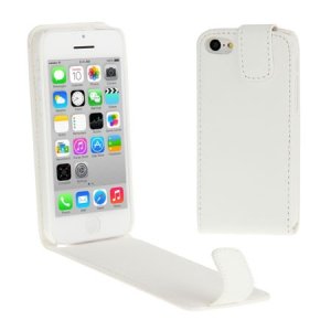 CUSTODIA FLIP VERTICALE PELLE per APPLE IPHONE 5c COLORE BIANCO