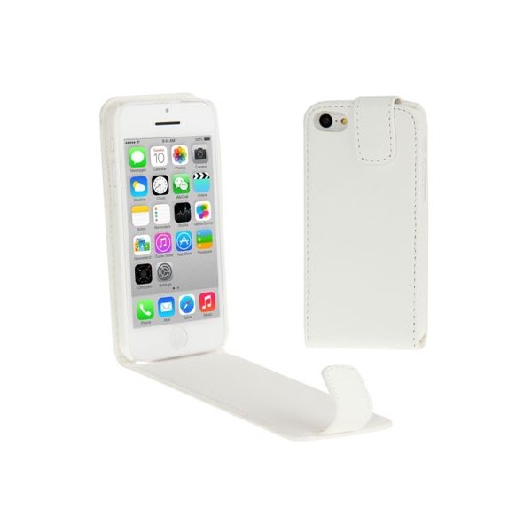 CUSTODIA FLIP VERTICALE PELLE per APPLE IPHONE 5c COLORE BIANCO