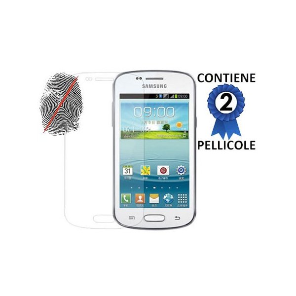 PELLICOLA PROTEGGI DISPLAY ANTI IMPRONTA SAMSUNG S7570 GALAXY TREND II, S7572 GALAXY TREND II DUOS CONFEZIONE 2 PEZZI