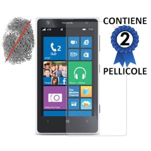 PELLICOLA PROTEGGI DISPLAY ANTI IMPRONTA NOKIA LUMIA 1020, EOS, 909, RM-875, RM-877, RM-876 CONFEZIONE 2 PEZZI