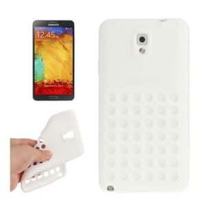 CUSTODIA GEL TPU SILICONE CON FORI per SAMSUNG GALAXY NOTE 3, N9000, N9002, N9005 COLORE BIANCO