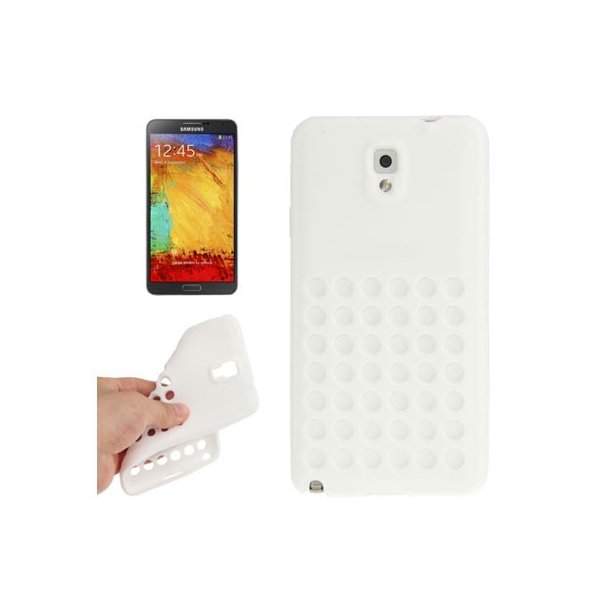 CUSTODIA GEL TPU SILICONE CON FORI per SAMSUNG GALAXY NOTE 3, N9000, N9002, N9005 COLORE BIANCO