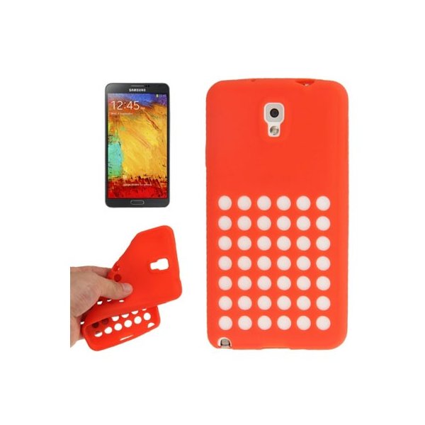 CUSTODIA GEL TPU SILICONE CON FORI per SAMSUNG GALAXY NOTE 3, N9000, N9002, N9005 COLORE ROSSO