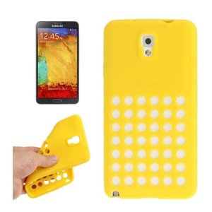 CUSTODIA GEL TPU SILICONE CON FORI per SAMSUNG GALAXY NOTE 3, N9000, N9002, N9005 COLORE GIALLO