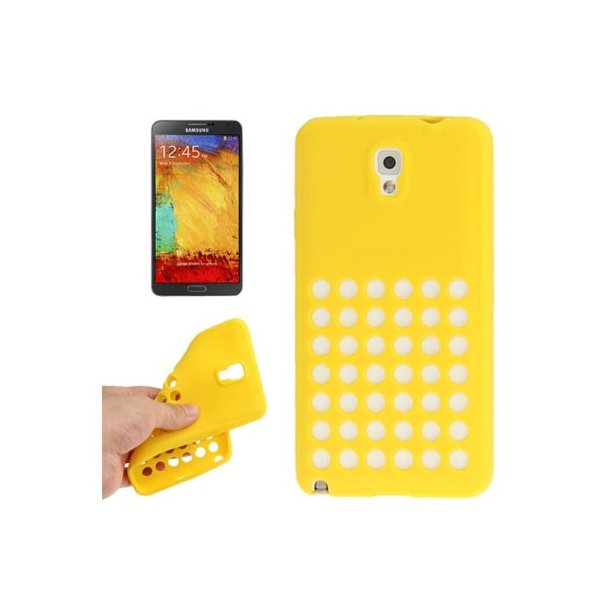 CUSTODIA GEL TPU SILICONE CON FORI per SAMSUNG GALAXY NOTE 3, N9000, N9002, N9005 COLORE GIALLO