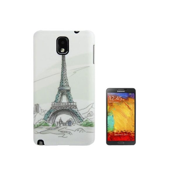 CUSTODIA BACK RIGIDA per SAMSUNG GALAXY NOTE 3, N9000, N9002, N9005 FANTASIA TOUR EIFFEL SU SFONDO BIANCO