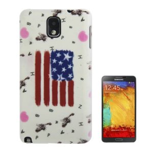 CUSTODIA BACK RIGIDA per SAMSUNG GALAXY NOTE 3, N9000, N9002, N9005 FANTASIA BANDIERA USA SU SFONDO BIANCO CON LETTERE