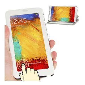 CUSTODIA FLIP ORIZZONTALE TOUCH SCREEN per SAMSUNG GALAXY NOTE 3, N9000 CON FINESTRA GRANDE E STAND COLORE BIANCO