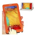 CUSTODIA FLIP ORIZZONTALE TOUCH SCREEN per SAMSUNG GALAXY NOTE 3, N9000 CON FINESTRA GRANDE E STAND COLORE ARANCIONE