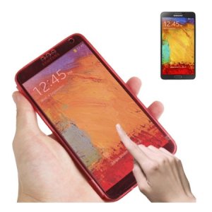 CUSTODIA GEL TPU SILICONE FLIP BOOK TOUCH SCREEN per SAMSUNG GALAXY NOTE 3, N9000, N9002, N9005 COLORE ROSSO