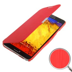 CUSTODIA FLIP ORIZZONTALE per SAMSUNG GALAXY NOTE 3, N9000, N9002, N9005 COLORE ROSSO EFFETTO SPAZZOLATO