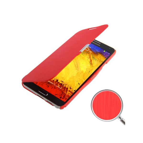 CUSTODIA FLIP ORIZZONTALE per SAMSUNG GALAXY NOTE 3, N9000, N9002, N9005 COLORE ROSSO EFFETTO SPAZZOLATO