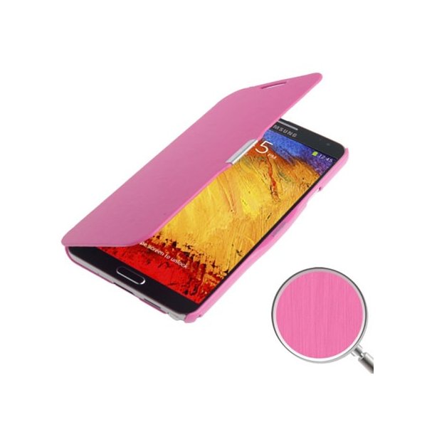 CUSTODIA FLIP ORIZZONTALE per SAMSUNG GALAXY NOTE 3, N9000, N9002, N9005 COLORE ROSA EFFETTO SPAZZOLATO