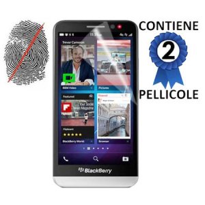 PELLICOLA PROTEGGI DISPLAY ANTI IMPRONTA BLACKBERRY Z30 CONFEZIONE 2 PEZZI