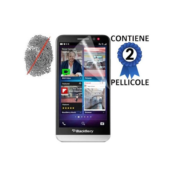 PELLICOLA PROTEGGI DISPLAY ANTI IMPRONTA BLACKBERRY Z30 CONFEZIONE 2 PEZZI