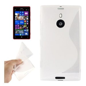 CUSTODIA GEL TPU SILICONE DOUBLE per NOKIA LUMIA 1520 COLORE BIANCO-TRASPARENTE