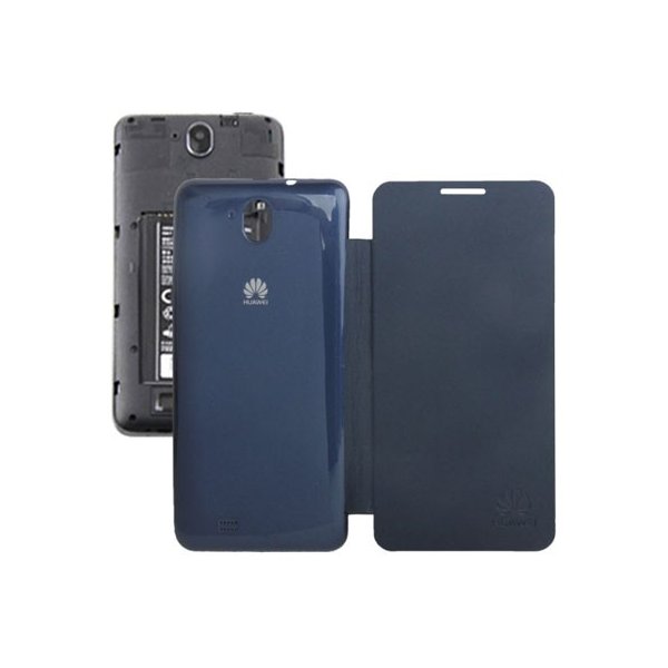 CUSTODIA FLIP COVER ORIZZONTALE per HUAWEI ASCEND G606 COLORE BLU