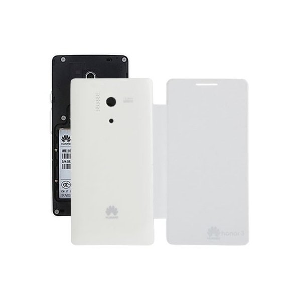 CUSTODIA FLIP COVER ORIZZONTALE per HUAWEI HONOR 3 COLORE BIANCO