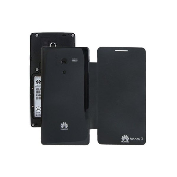 CUSTODIA FLIP COVER ORIZZONTALE per HUAWEI HONOR 3 COLORE NERO