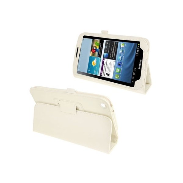 CUSTODIA BOOK PELLE per SAMSUNG GALAXY TAB 3 8.0, SM-T310, SM-T311, SM-T315, 8" POLLICI CON STAND E PORTA PENNA COLORE BIANCO