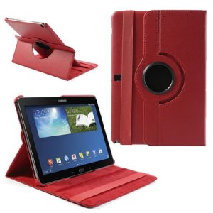 CUSTODIA BOOK PELLE GIREVOLE per SAMSUNG GALAXY NOTE 10.1" POLLICI (2014 EDITION), SM-P600, SM-P601, SM-P605 COLORE ROSSO