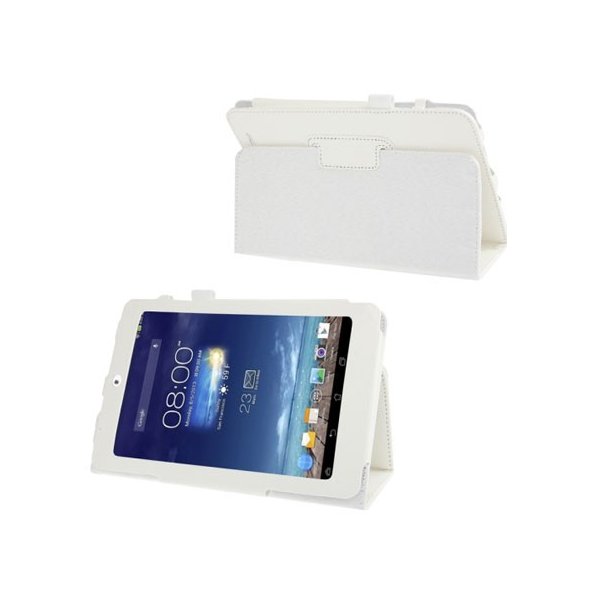 CUSTODIA BOOK PELLE per ASUS MEMO PAD 8, ME180A, 8" POLLICI CON STAND E PORTA PENNA COLORE BIANCO