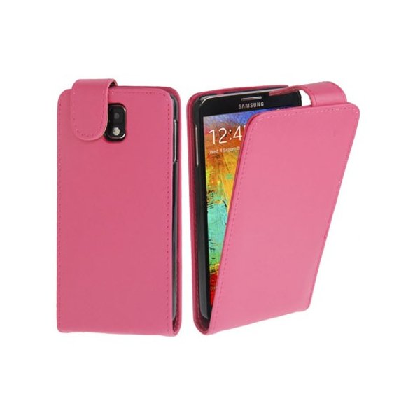 CUSTODIA FLIP VERTICALE PELLE per SAMSUNG GALAXY NOTE 3, N9000, N9002, N9005 COLORE FUCSIA