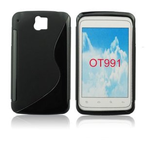 CUSTODIA GEL TPU SILICONE DOUBLE per ALCATEL ONE TOUCH 991, OT-991 COLORE NERO