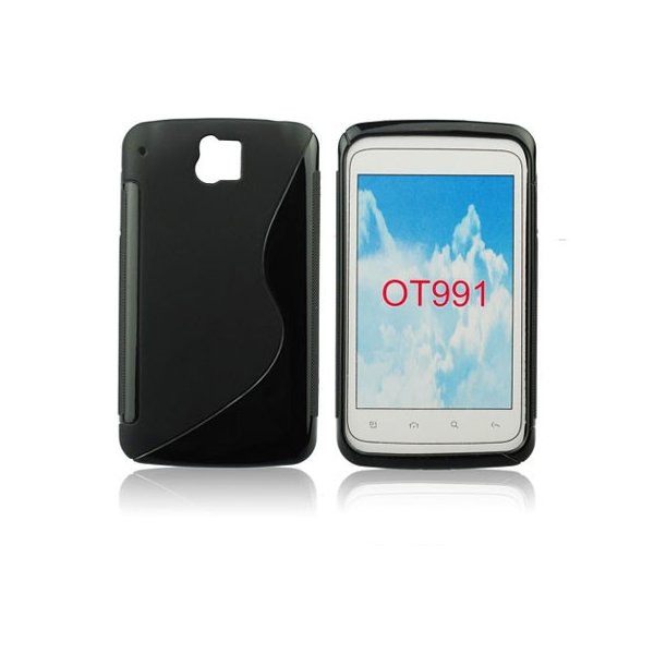 CUSTODIA GEL TPU SILICONE DOUBLE per ALCATEL ONE TOUCH 991, OT-991 COLORE NERO