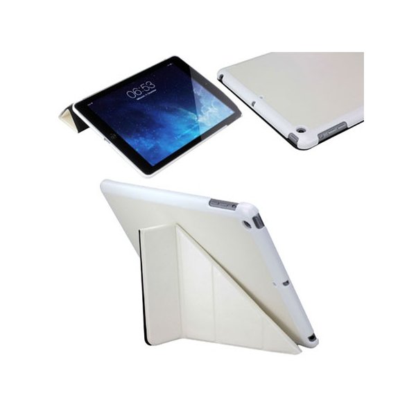 CUSTODIA COVER RIGIDA per APPLE IPAD AIR, IPAD 5 CON COPERTURA SLIM PIEGHEVOLE E STAND A Y COLORE BIANCO