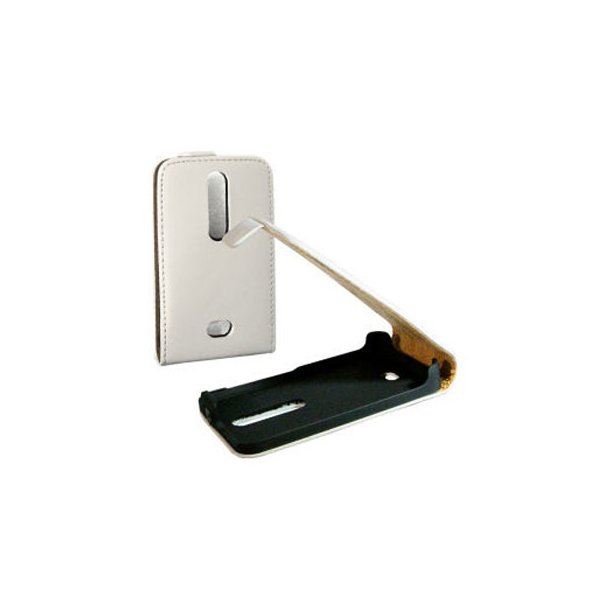 CUSTODIA FLIP VERTICALE SLIM PELLE per NOKIA ASHA 501 COLORE BIANCO