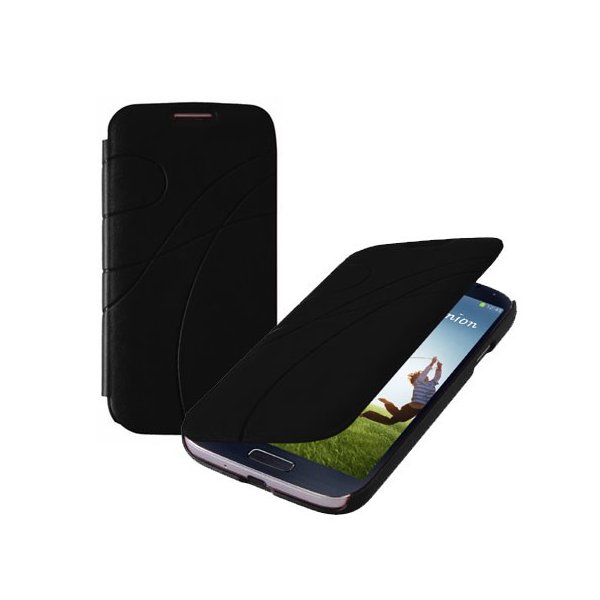 CUSTODIA FLIP BOOK PELLE per SAMSUNG I9500 GALAXY S4, I9505, I9502 CON PORTA CARTE FANTASIA GROOVE COLORE NERO