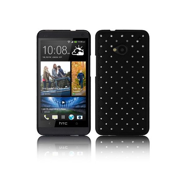 CUSTODIA BACK RIGIDA CON BRILLANTINI per HTC ONE, M7 COLORE NERO