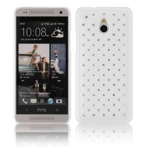 CUSTODIA BACK RIGIDA CON BRILLANTINI per HTC ONE MINI, M4 COLORE BIANCO