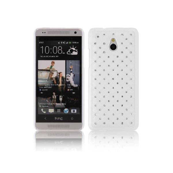 CUSTODIA BACK RIGIDA CON BRILLANTINI per HTC ONE MINI, M4 COLORE BIANCO