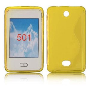 CUSTODIA GEL TPU SILICONE DOUBLE per NOKIA ASHA 501 COLORE GIALLO