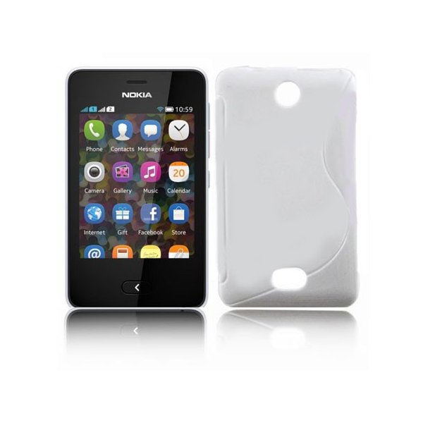 CUSTODIA GEL TPU SILICONE DOUBLE per NOKIA ASHA 501 COLORE BIANCO-TRASPARENTE