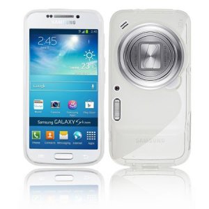 CUSTODIA GEL TPU SILICONE DOUBLE per SAMSUNG C1010 GALAXY S4 ZOOM, C101 COLORE BIANCO-TRASPARENTE