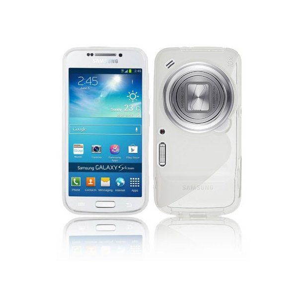 CUSTODIA GEL TPU SILICONE DOUBLE per SAMSUNG C1010 GALAXY S4 ZOOM, C101 COLORE BIANCO-TRASPARENTE