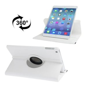 CUSTODIA BOOK ORIZZONTALE PELLE GIREVOLE per APPLE IPAD AIR, IPAD 5 CON STAND COLORE BIANCO