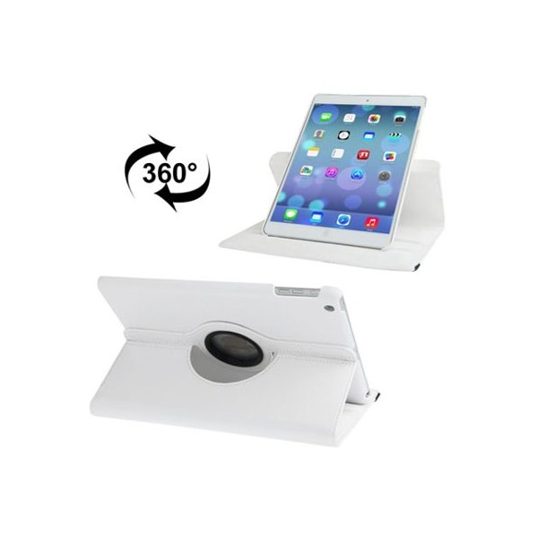 CUSTODIA BOOK ORIZZONTALE PELLE GIREVOLE per APPLE IPAD AIR, IPAD 5 CON STAND COLORE BIANCO