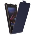 CUSTODIA FLIP VERTICALE SLIM PELLE per SONY XPERIA Z1, L39H, C6902, C6903, C6906, C6943, HONAMI COLORE BLU