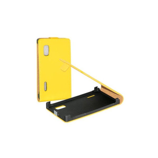 CUSTODIA FLIP VERTICALE SLIM PELLE per LG OPTIMUS L5, E610 COLORE GIALLO