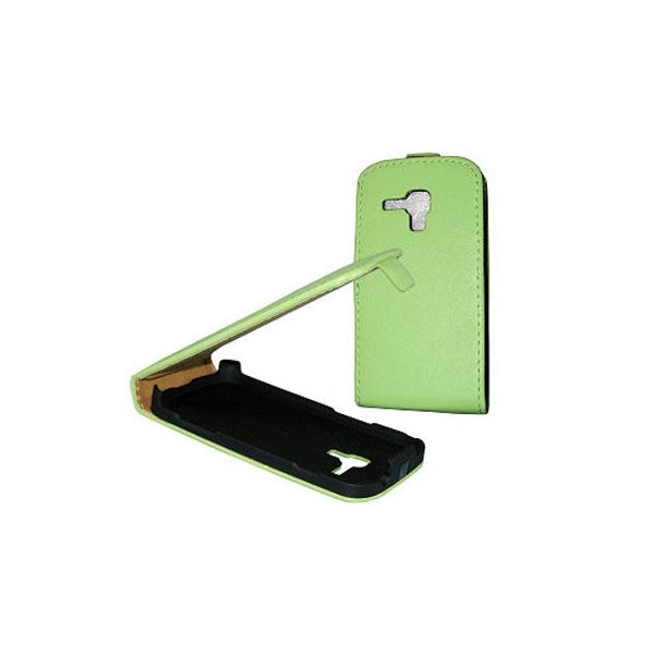 CUSTODIA FLIP VERTICALE SLIM PELLE per SAMSUNG S7562 GALAXY S DUOS, S7560 GALAXY TREND, S7580 COLORE VERDE